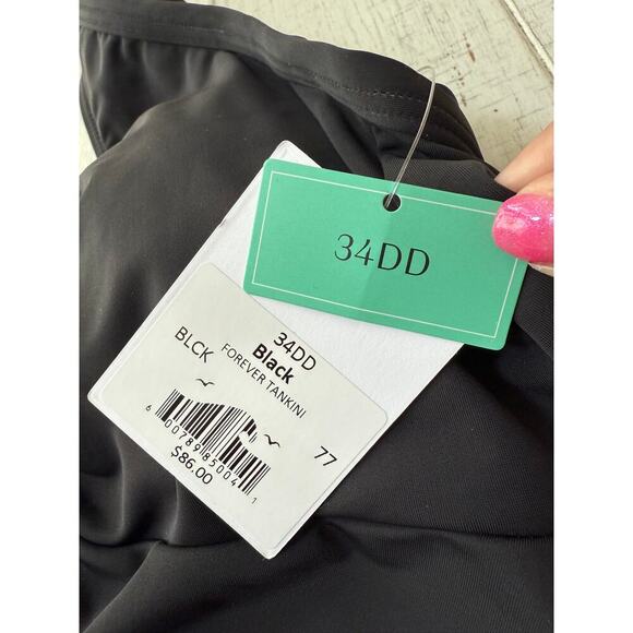NWT Sunsets Women's Black Forever Tankini Top Size 34DD - Picture 9 of 10